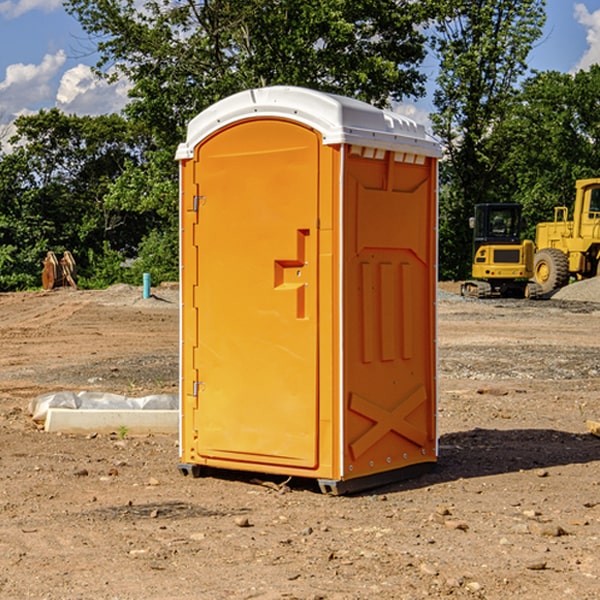 how often are the portable restrooms cleaned and serviced during a rental period in Clay County